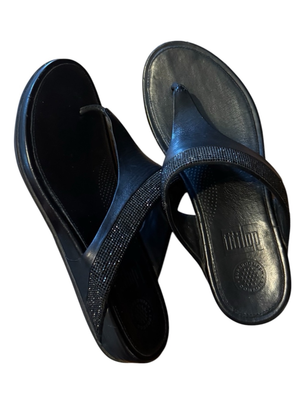 FitFlop Black Sparkle Toe-Post Sandals